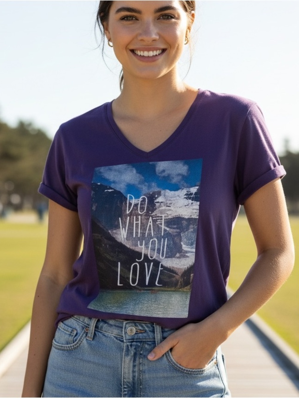 Purple Graphic Print Short Sleeve Cotton Tee Shirt L